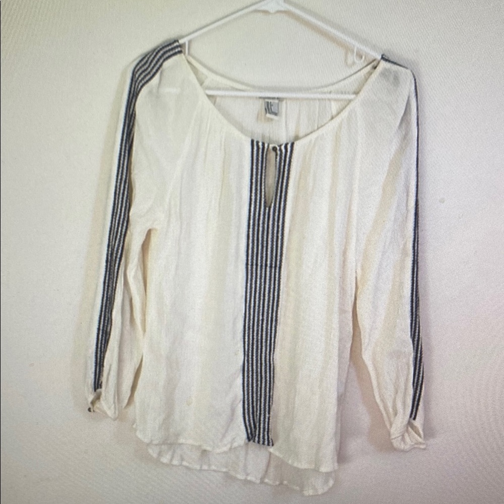 Women's Cream and Black Striped Top